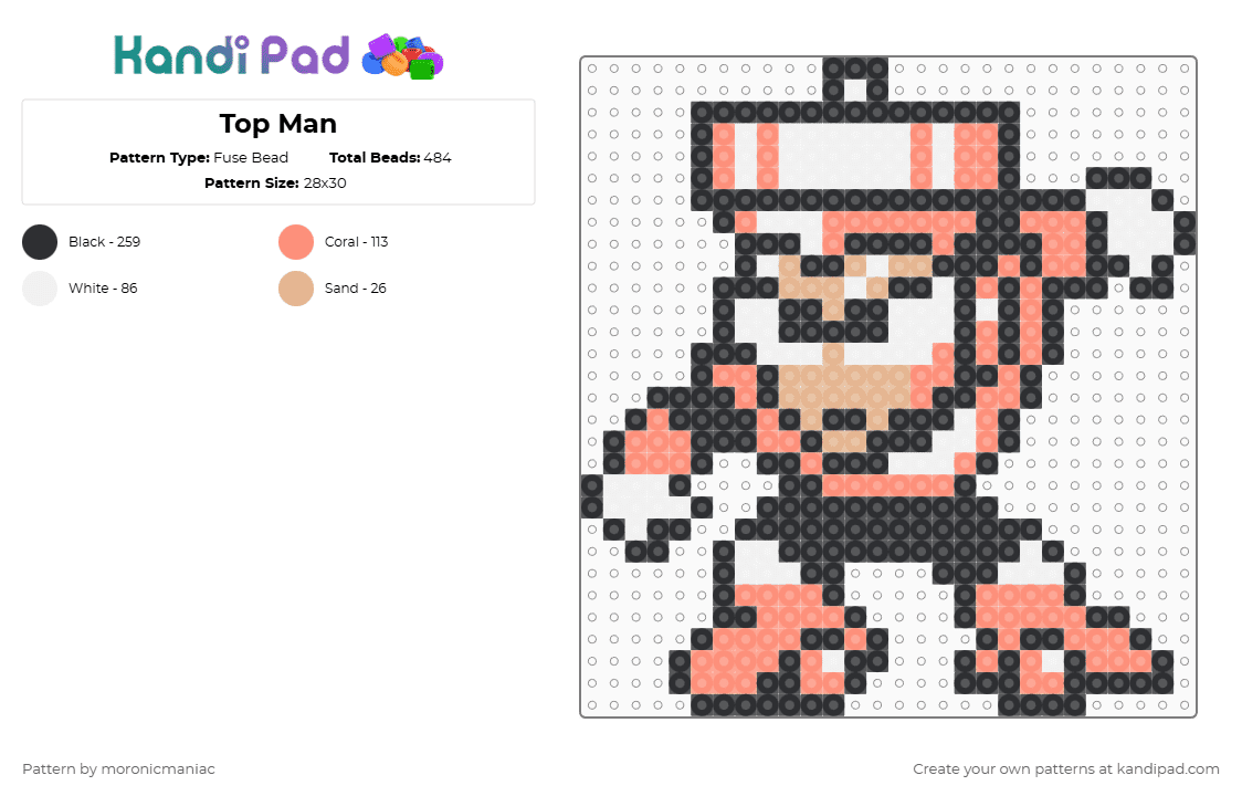 Top Man - Fuse Bead Pattern by moronicmaniac on Kandi Pad - orange,mega man,megaman,robot,mega man 3