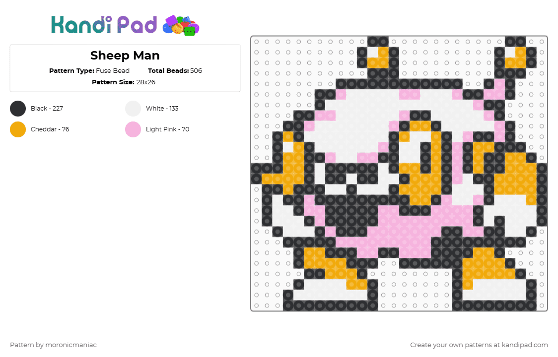 Sheep Man - Fuse Bead Pattern by moronicmaniac on Kandi Pad - pink,orange,mega man,megaman,mega man 10