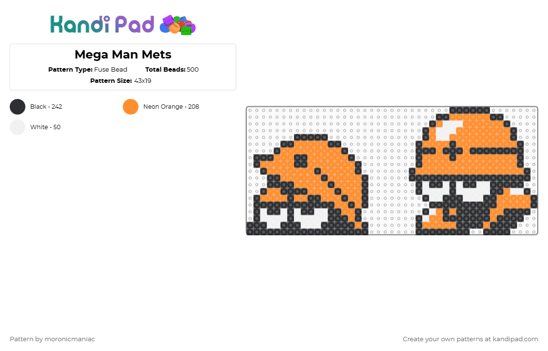 Mega Man Mets - Fuse Bead Pattern by moronicmaniac on Kandi Pad - mega man, orange, robots