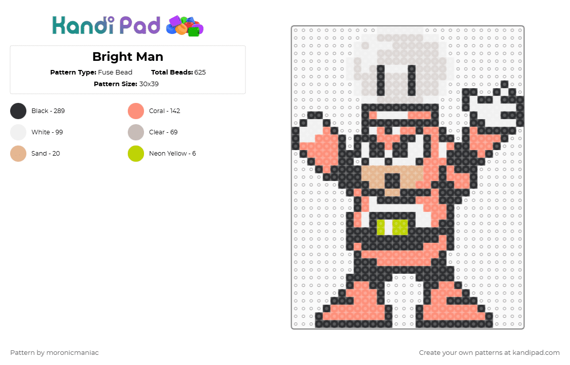 Bright Man - Fuse Bead Pattern by moronicmaniac on Kandi Pad - beige,orange,mega man,mega man 4,light