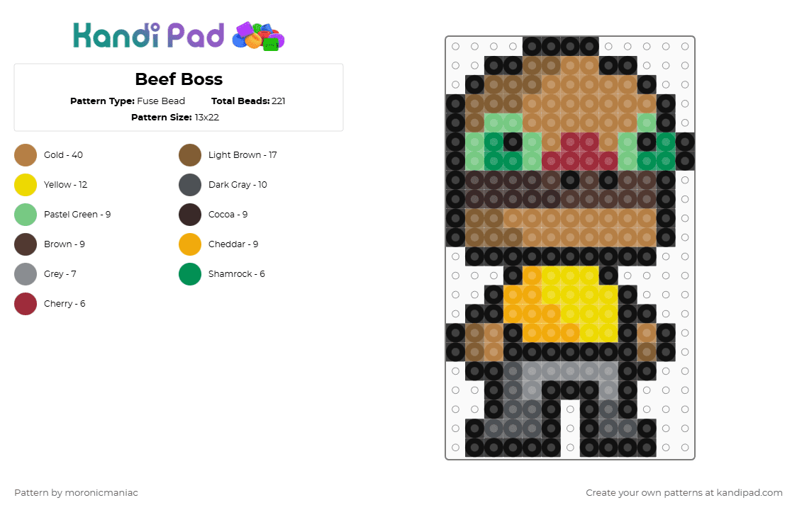 Beef Boss - Fuse Bead Pattern by moronicmaniac on Kandi Pad - tan,brown,gray,poofesure,mii