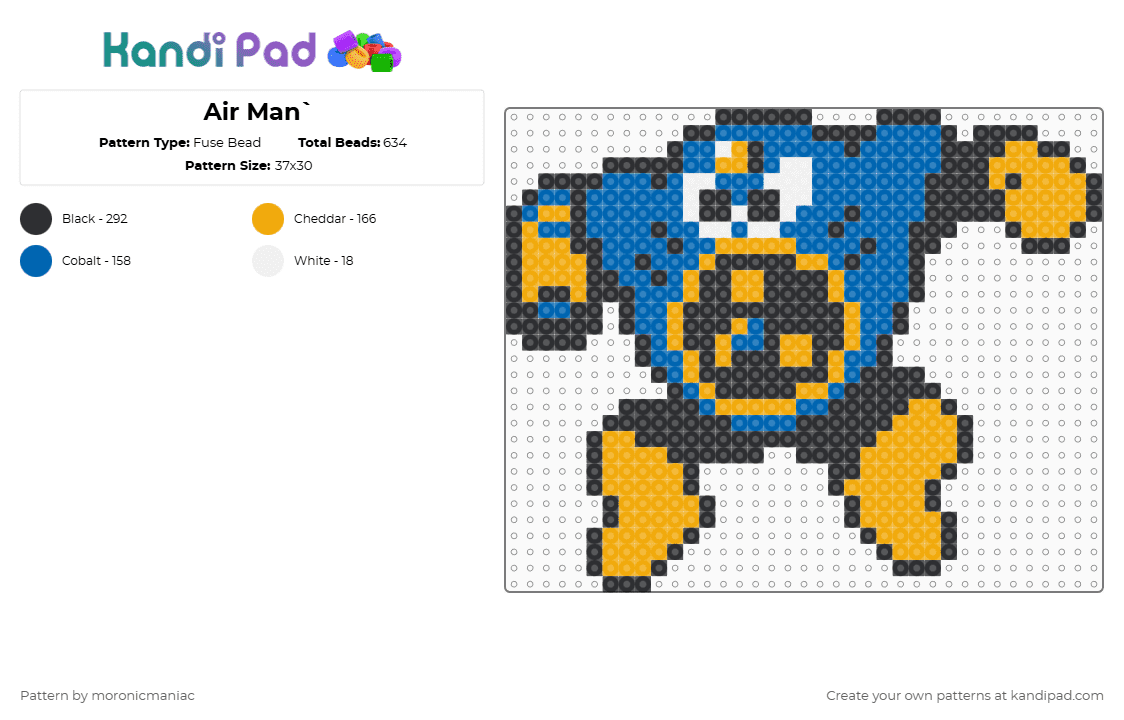 Air Man - Fuse Bead Pattern by moronicmaniac on Kandi Pad - blue,orange,megaman,mega man,mega man 2,fan