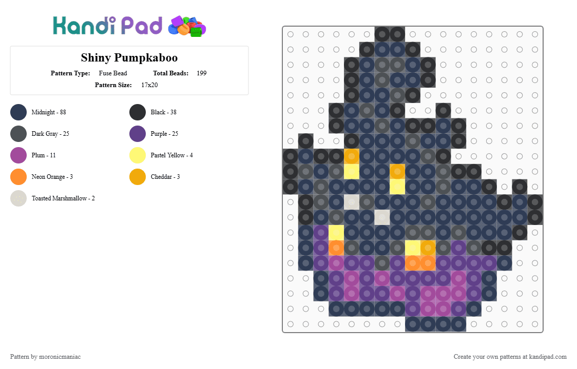 Shiny Pumpkaboo - Fuse Bead Pattern by moronicmaniac on Kandi Pad - purple,gray,pokemon,ghost,pumpkin,kalos,pokemon x and y,shiny,spooky