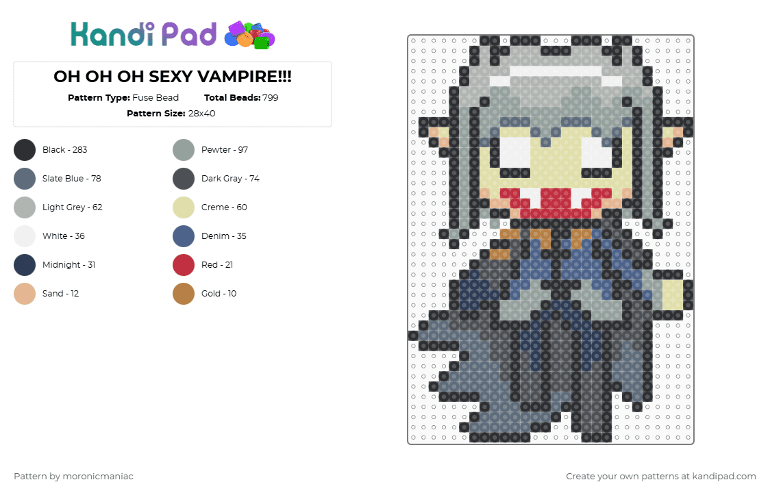 OH OH OH SEXY VAMPIRE!!! - Fuse Bead Pattern by moronicmaniac on Kandi Pad - beige, edm, gray, music, radio gosha, s3rl, vampire