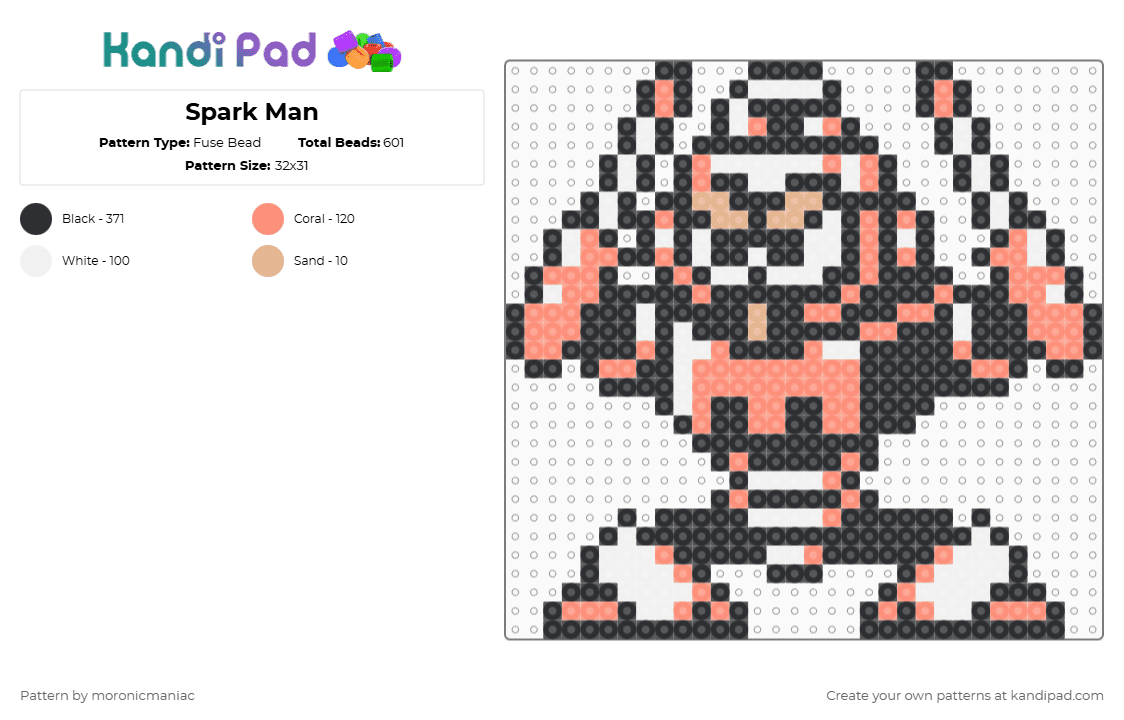 Spark Man - Fuse Bead Pattern by moronicmaniac on Kandi Pad - black,orange,mega man,megaman,mega man 3