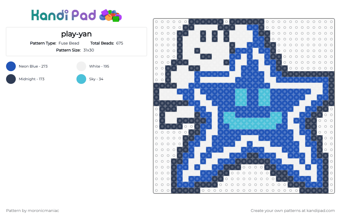 play-yan - Fuse Bead Pattern by moronicmaniac on Kandi Pad - blue,purple,rhythm tengoku,rhythm heaven