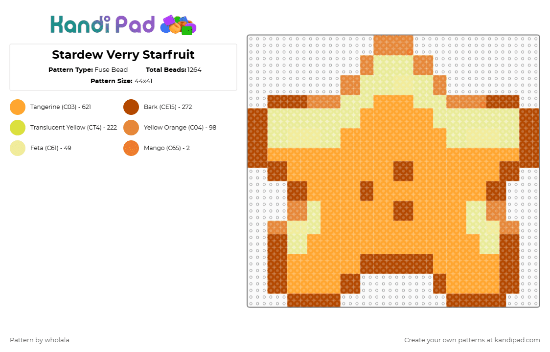 Stardew Verry Starfruit - Fuse Bead Pattern by wholala on Kandi Pad - orange