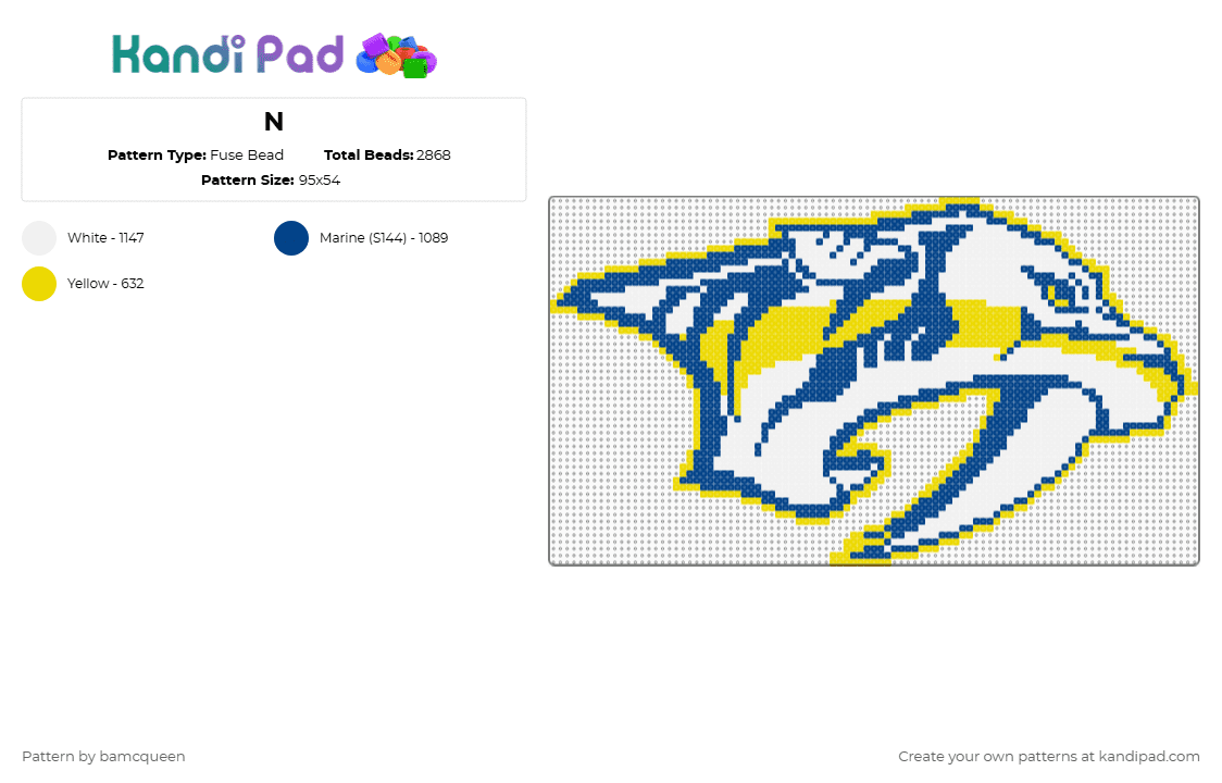 N - Fuse Bead Pattern by bamcqueen on Kandi Pad - yellow,blue