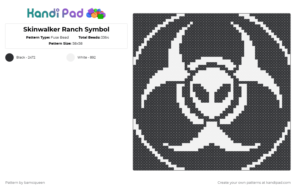Skinwalker Ranch Symbol Fuse Bead Pattern - Kandi Pad | Kandi Patterns ...