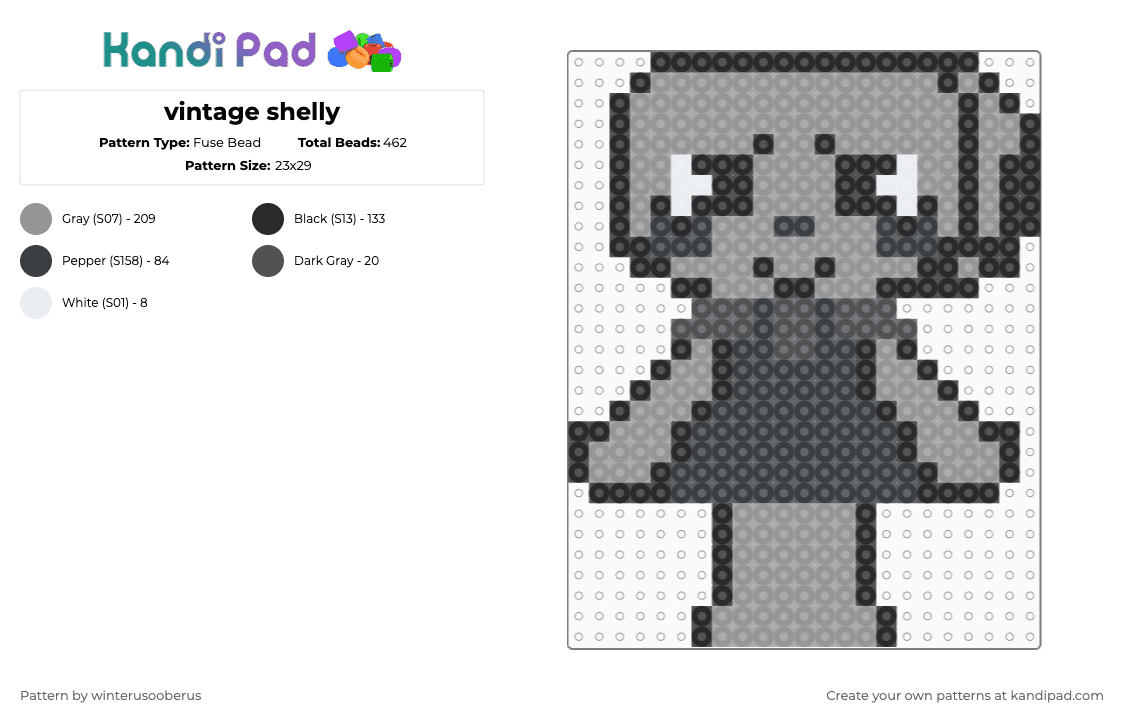 vintage shelly - Fuse Bead Pattern by winterusooberus on Kandi Pad - gray