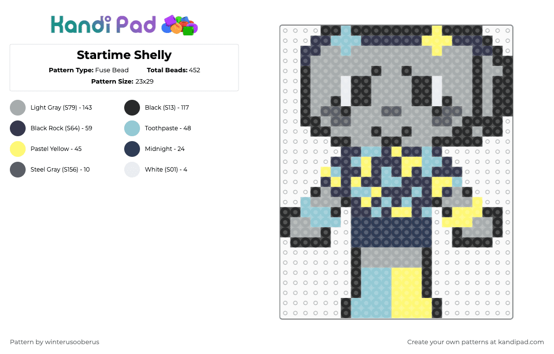 Startime Shelly - Fuse Bead Pattern by winterusooberus on Kandi Pad - gray, purple