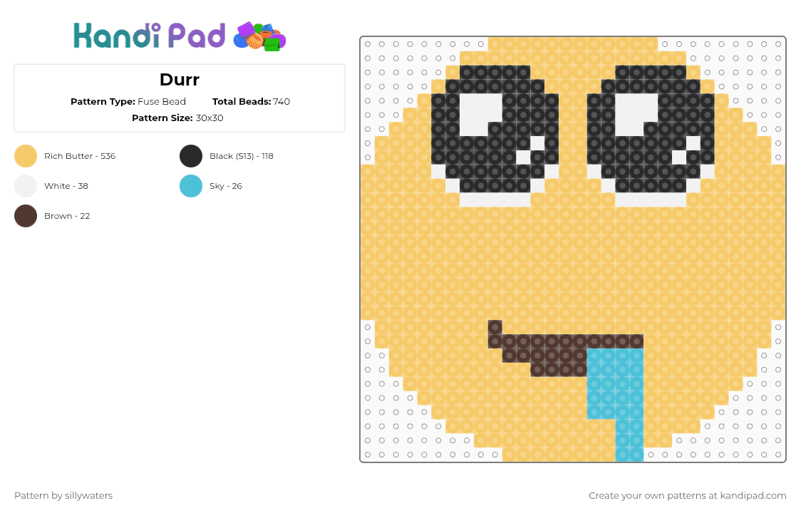 Durr - Fuse Bead Pattern by sillywaters on Kandi Pad - yellow,durr,emoji,funny,meme