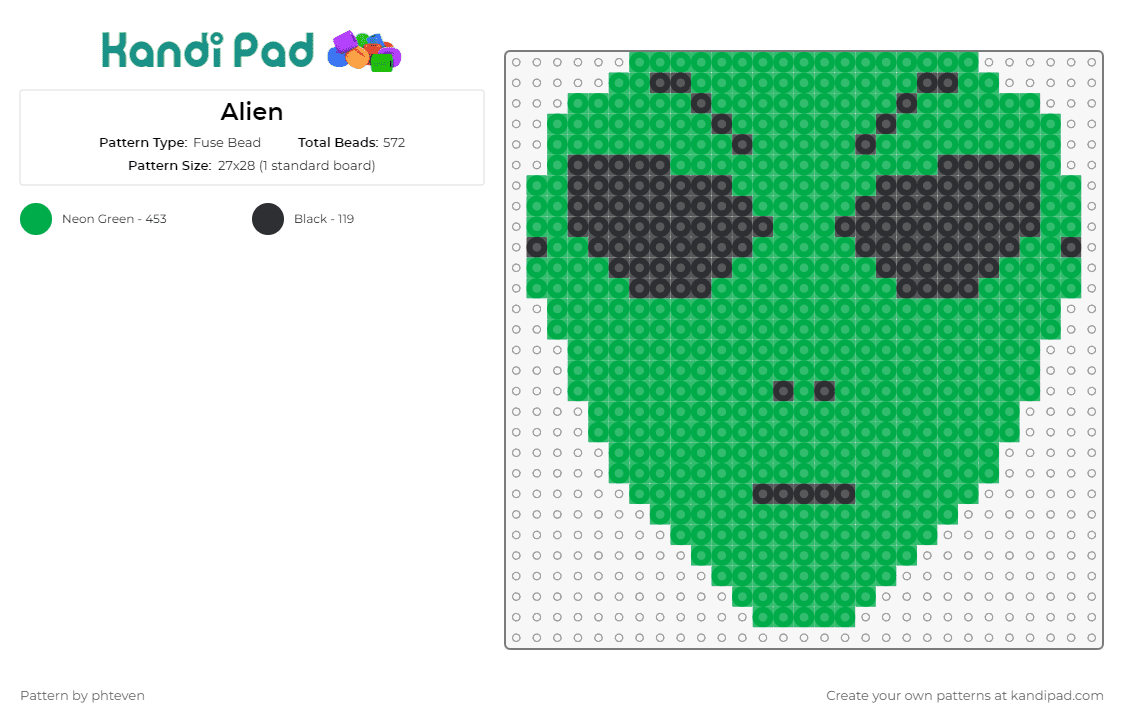 Alien - Fuse Bead Pattern by phteven on Kandi Pad - alien,space