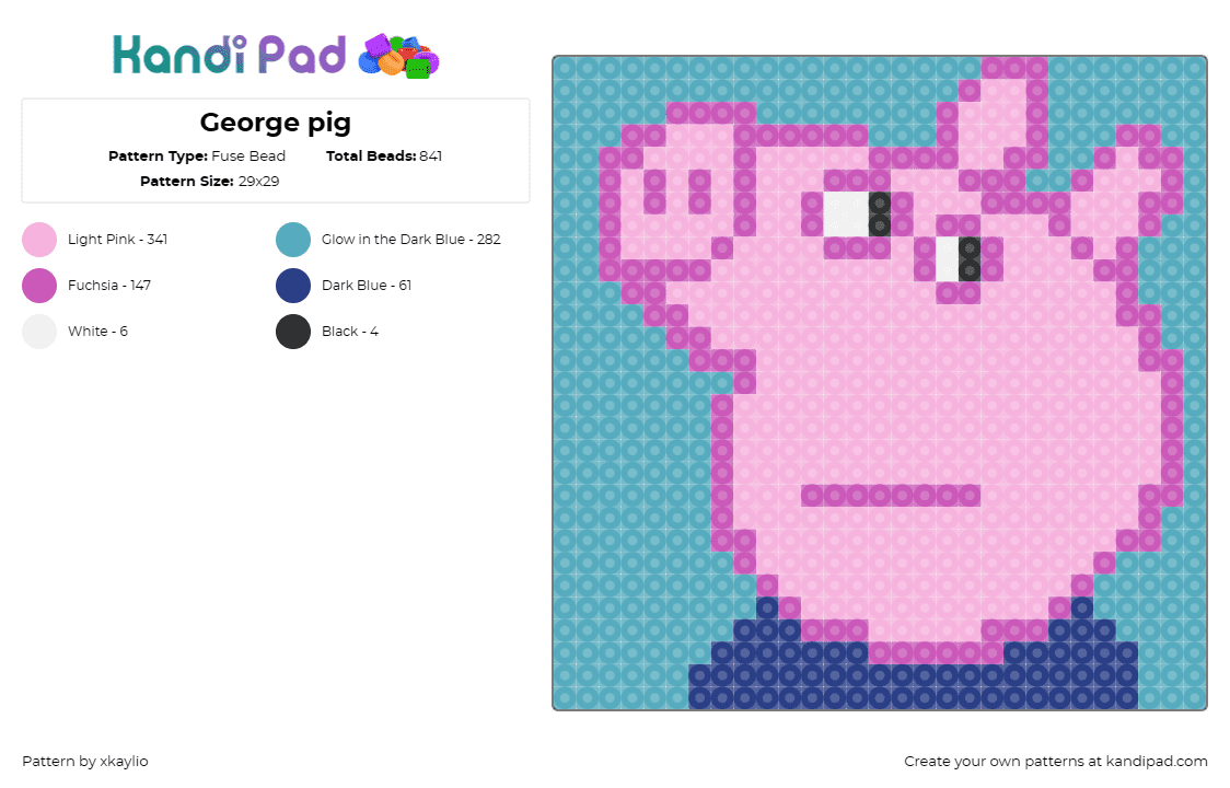 George pig - Fuse Bead Pattern by xkaylio on Kandi Pad - george pig,peppa,pig,cartoon,tv shows