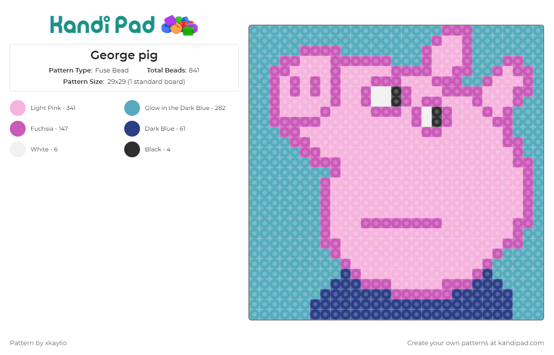George pig - Fuse Bead Pattern by xkaylio on Kandi Pad - george pig,peppa,pig,cartoon,tv shows