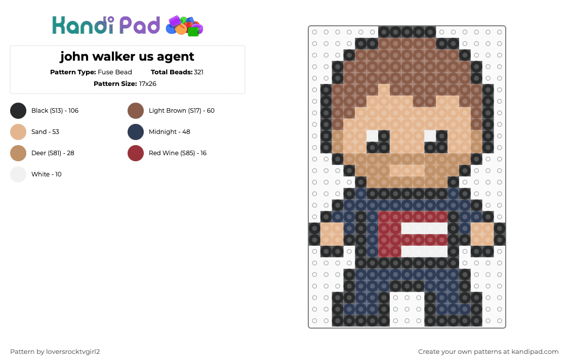 john walker us agent - Fuse Bead Pattern by loversrocktvgirl2 on Kandi Pad - beige,tan,john walker,us agent,thunderbolts,marvel,thunderbolts perler,marvel perler