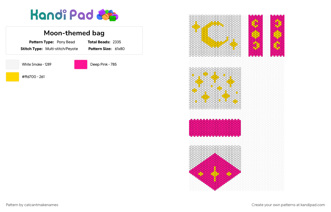 Moon-themed bag - Pony Bead Pattern by catcantmakenames on Kandi Pad - pink