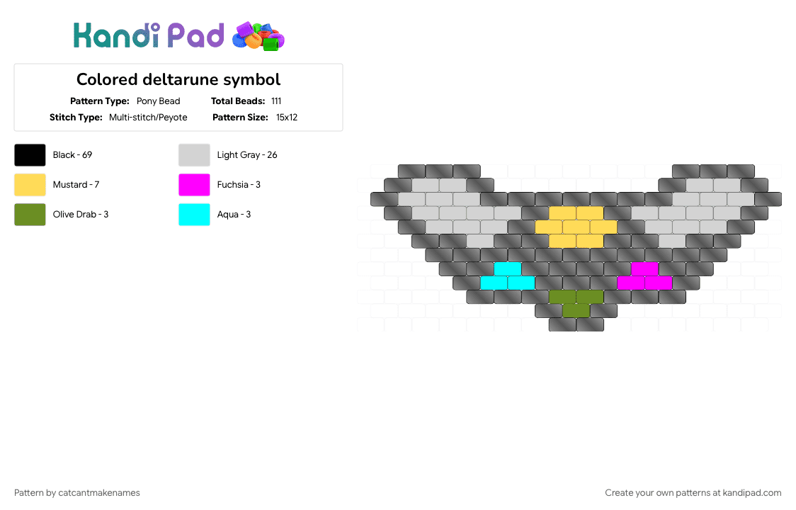 Colored deltarune symbol - Pony Bead Pattern by catcantmakenames on Kandi Pad - black, white, yellow