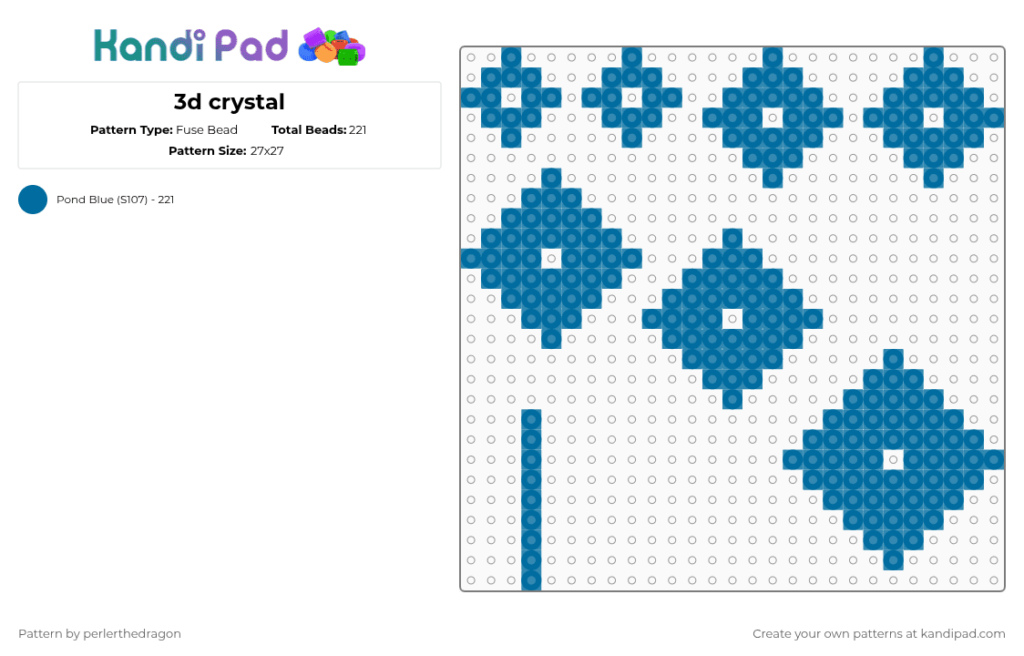 3d crystal - Fuse Bead Pattern by perlerthedragon on Kandi Pad - blue,3d,crystal,fun,pretty