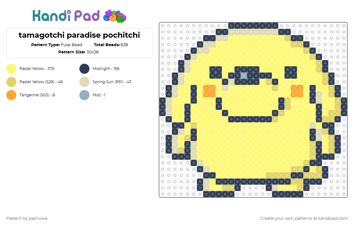 tamagotchi paradise pochitchi - Fuse Bead Pattern by pashuwa on Kandi Pad - tamagotchi,pochitchi,field,animal,video game,cartoon,gaming,purple,yellow