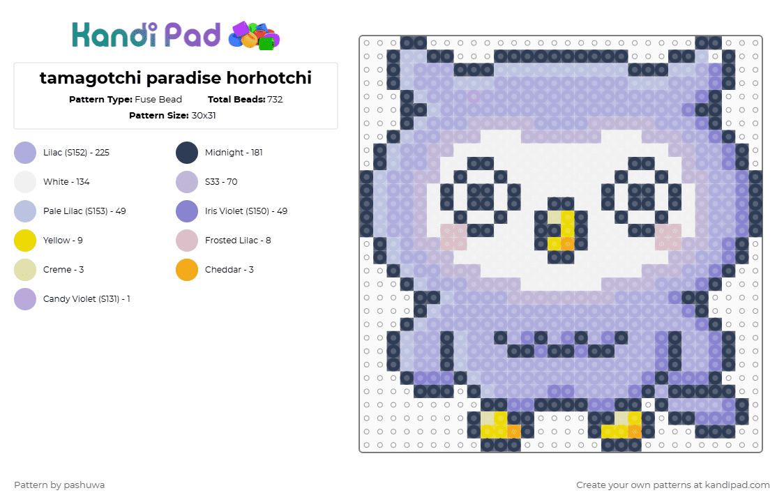 tamagotchi paradise horhotchi - Fuse Bead Pattern by pashuwa on Kandi Pad - tamagotchi,horhotchi,field,video game,animal,character,gaming,purple,pink