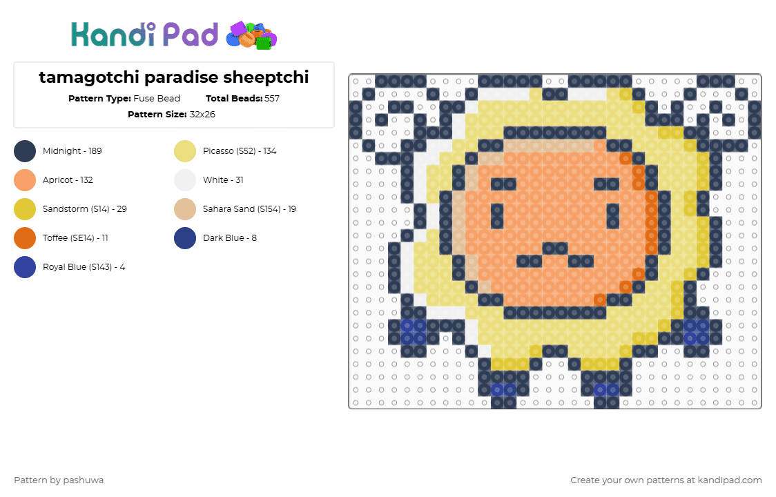 tamagotchi paradise sheeptchi - Fuse Bead Pattern by pashuwa on Kandi Pad - purple,orange,yellow