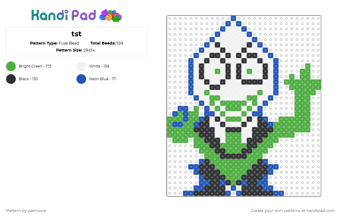battat / green pippins point (deltarune) - Fuse Bead Pattern by pashuwa on Kandi Pad - blue,green,deltarune,pippins,mike