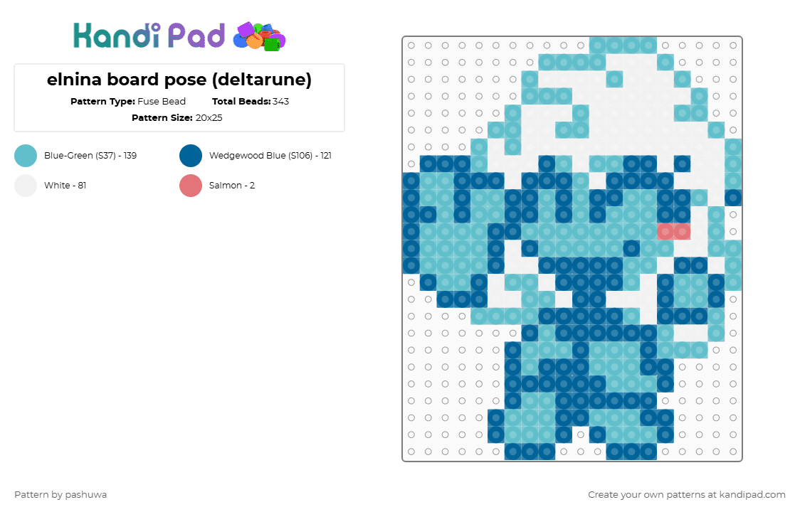 elnina board pose (deltarune) - Fuse Bead Pattern by pashuwa on Kandi Pad - blue,teal,deltarune,elnina