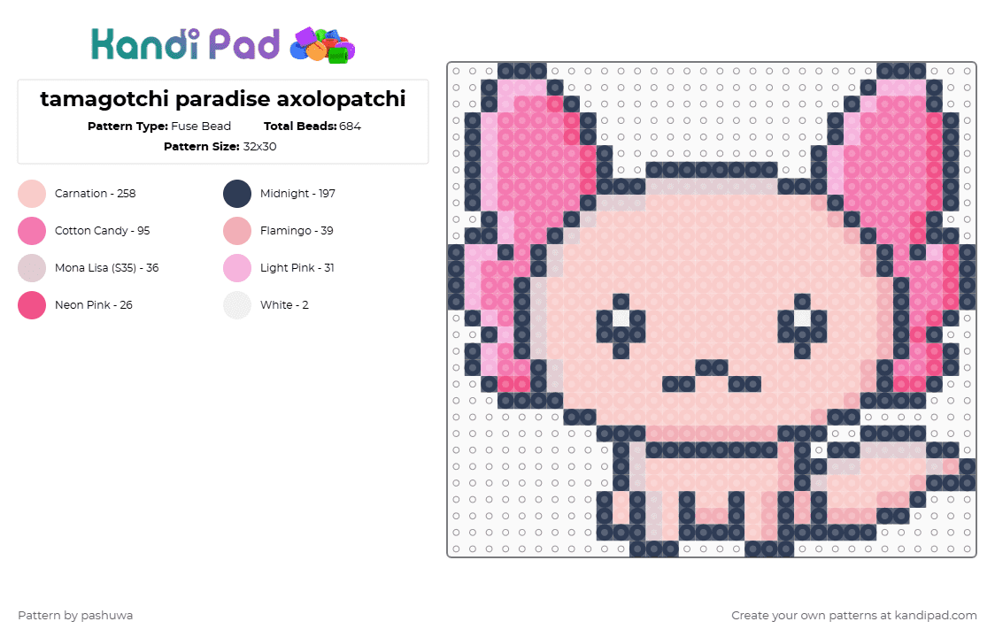 tamagotchi paradise axolopatchi - Fuse Bead Pattern by pashuwa on Kandi Pad - beige