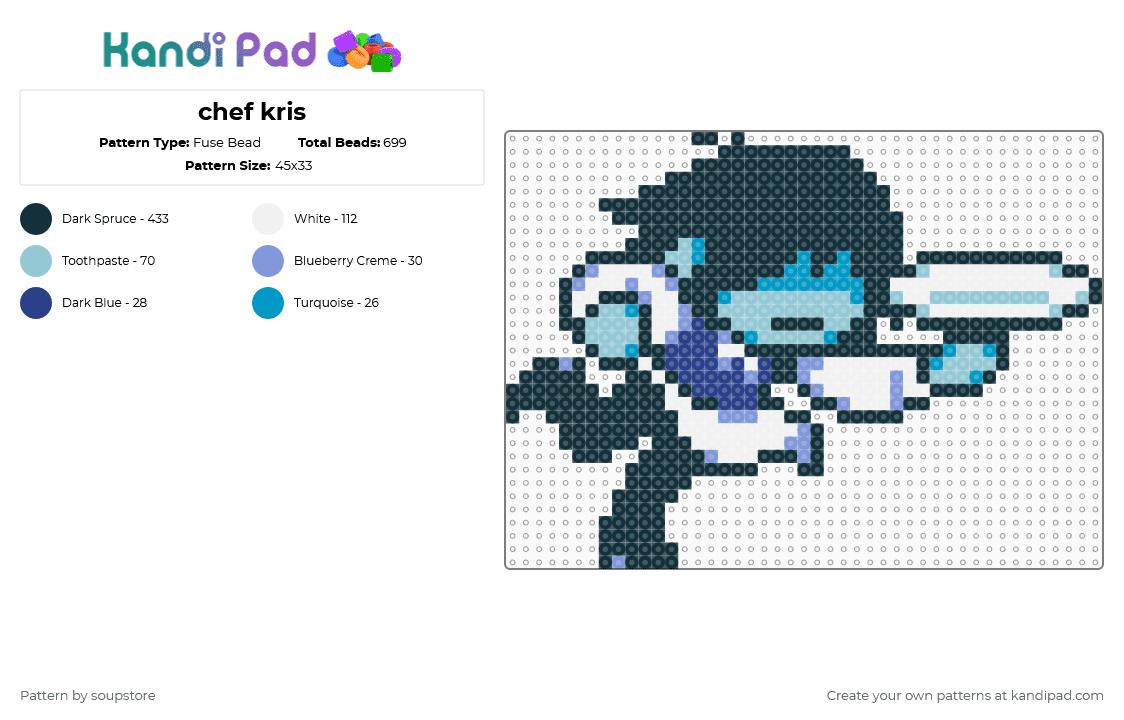 chef kris - Fuse Bead Pattern by soupstore on Kandi Pad - black,light blue,deltarune,chapter 3