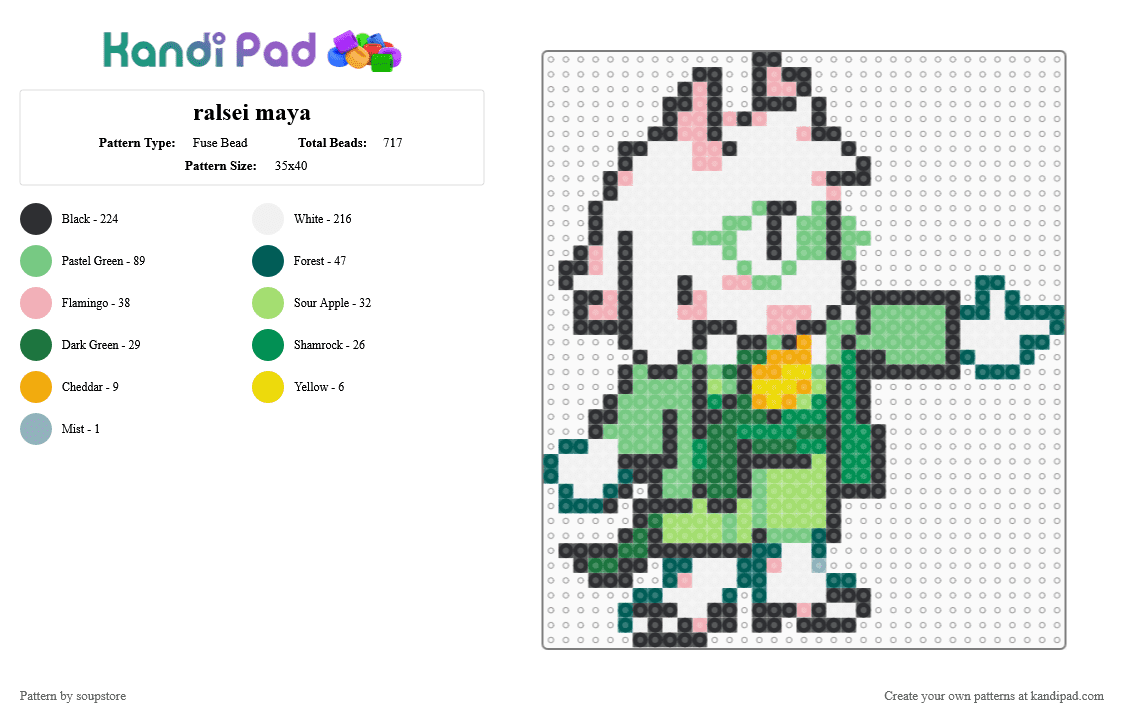 ralsei maya - Fuse Bead Pattern by soupstore on Kandi Pad - white,teal,beige,colorful,deltarune,deltarune chapter 5,ralsei,video game