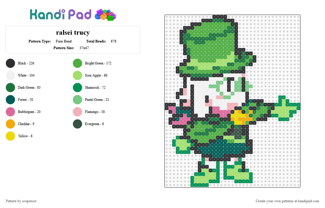 ralsei trucy - Fuse Bead Pattern by soupstore on Kandi Pad - green,deltarune,deltarune chapter 5,ralsei,video game