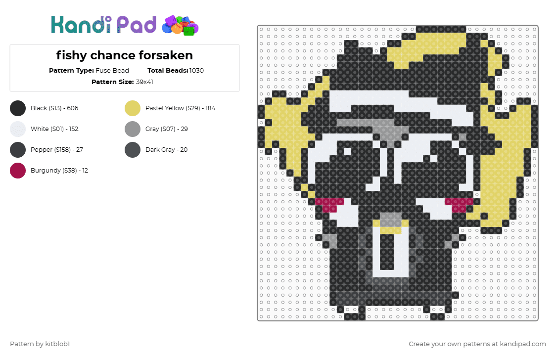 fishy chance forsaken - Fuse Bead Pattern by kitblob1 on Kandi Pad - black,yellow,chance,chance forsaken,forsaken,fish,fish ice cream
