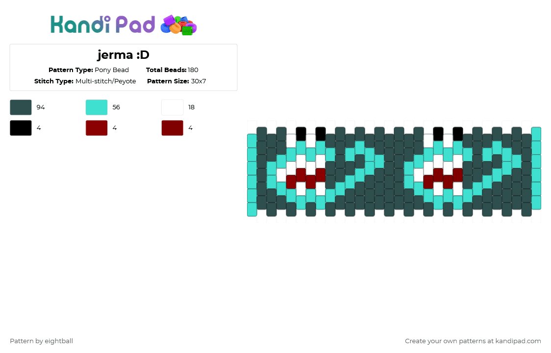 jerma :D - Pony Bead Pattern by eightball on Kandi Pad - gray,light blue
