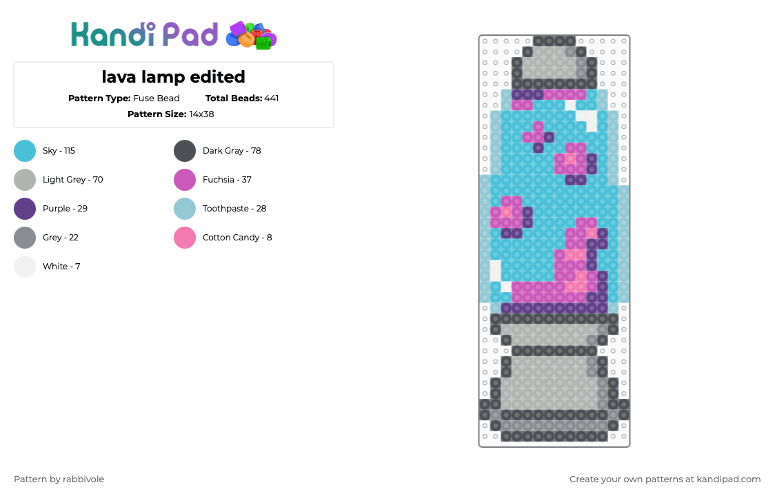 lava lamp edited - Fuse Bead Pattern by rabbivole on Kandi Pad - gray,light blue,lava,lava lamp,lavalamp,lamp,scene,90s,cool,colorful