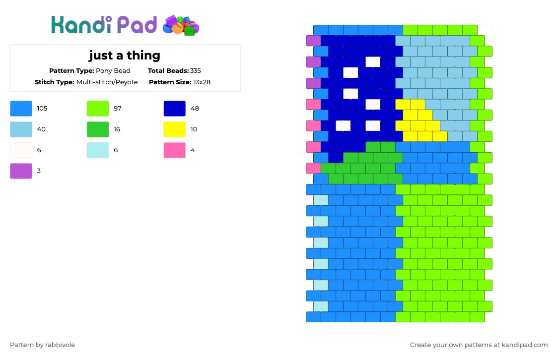 just a thing - Pony Bead Pattern by rabbivole on Kandi Pad - light blue,green