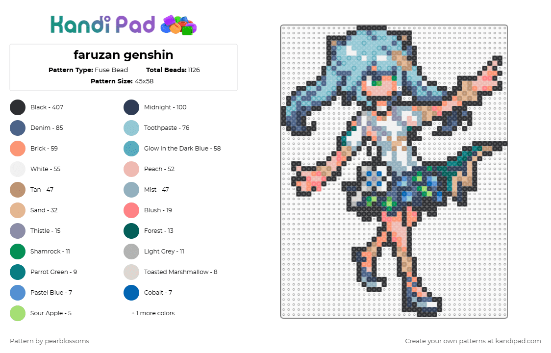 faruzan genshin - Fuse Bead Pattern by pearblossoms on Kandi Pad - purple,light blue,blue,beige