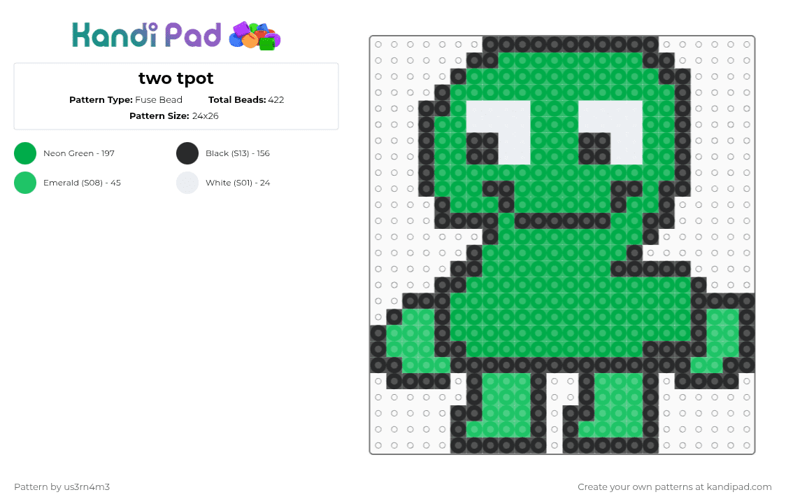 two tpot - Fuse Bead Pattern by us3rn4m3 on Kandi Pad - green,tpot,bfdi,two,xfohv
