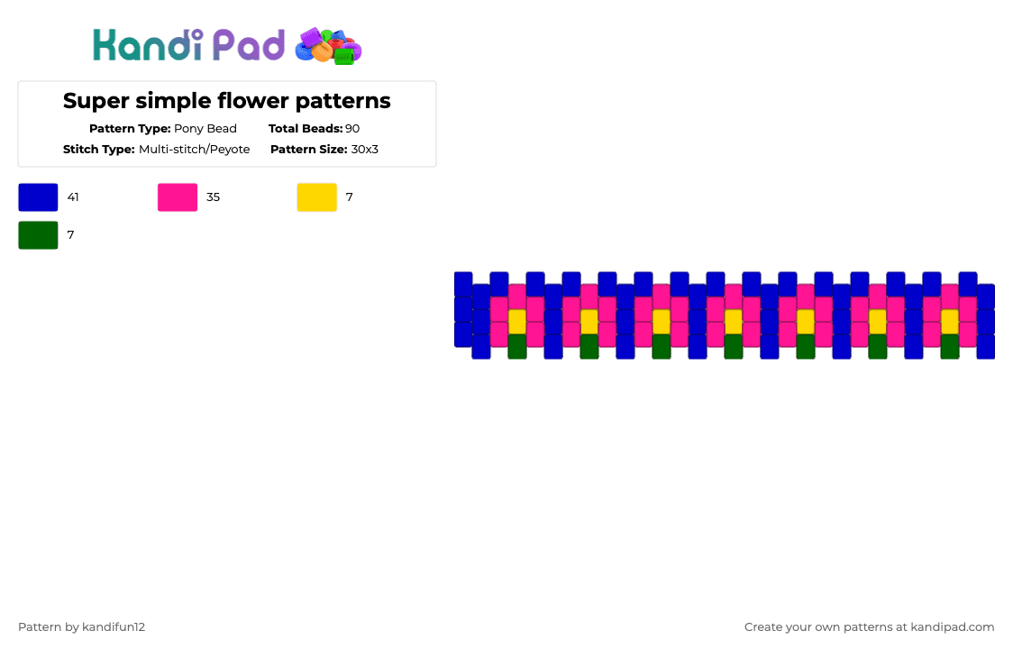 Super simple flower patterns Pony Bead Pattern - Kandi Pad | Kandi ...