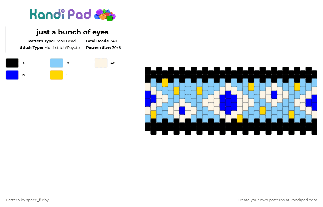 just a bunch of eyes - Pony Bead Pattern by space_furby on Kandi Pad - light blue