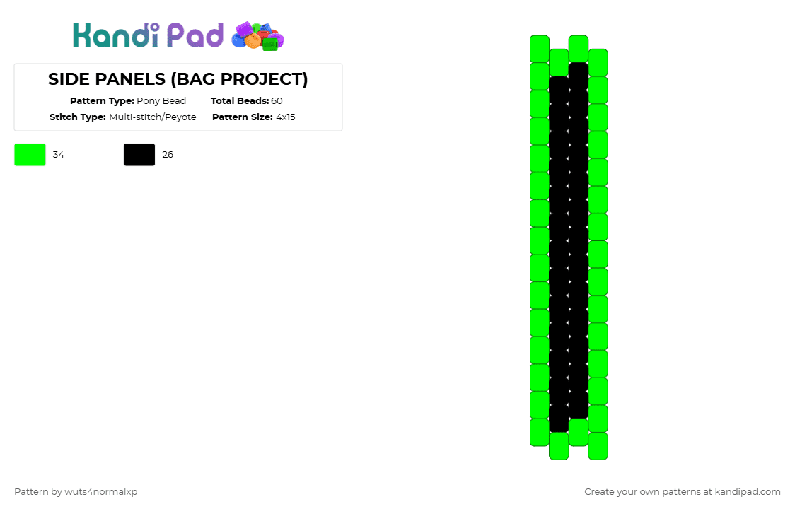 Side Pade Pattern SIDE PANELS (BAG PROJECT) Pony Bead Pattern - Kandi Pad | Kandi ...