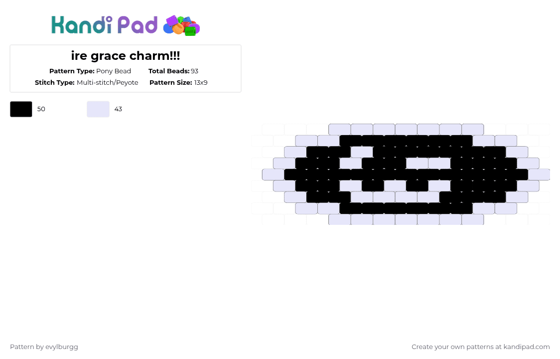 ire grace charm!!! - Pony Bead Pattern by evylburgg on Kandi Pad - white,black,ire,ire grace,grace,grace roblox,charm