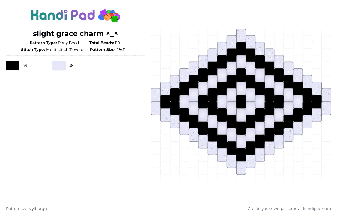 slight grace charm ^_^ - Pony Bead Pattern by evylburgg on Kandi Pad - white,black