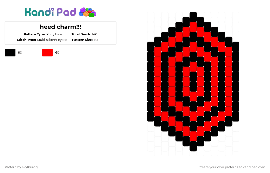 heed charm!!! - Pony Bead Pattern by evylburgg on Kandi Pad - red,black,grace,heed,heed grace,grace roblox,charm