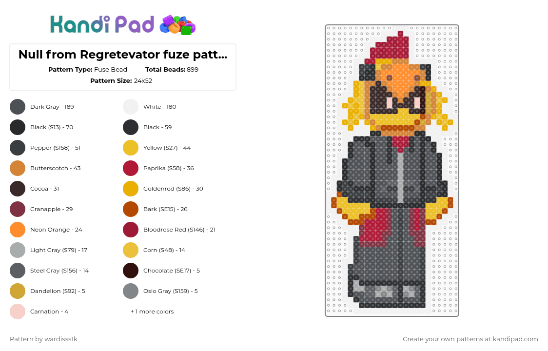 Null from Regretevator fuze pattern!!! - Fuse Bead Pattern by evylburgg on Kandi Pad - orange,red,gray,null,regretevator,roblox