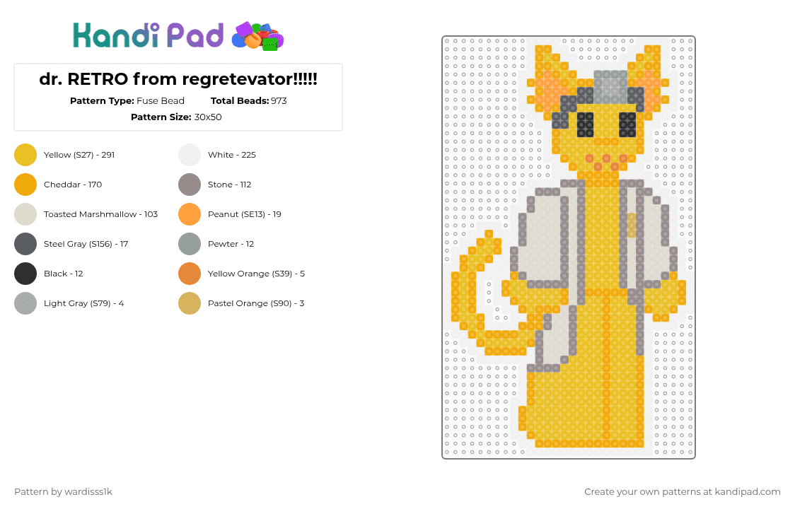 dr. RETRO from regretevator!!!!! - Fuse Bead Pattern by evylburgg on Kandi Pad - orange,yellow,regretevator,dr retro,roblox