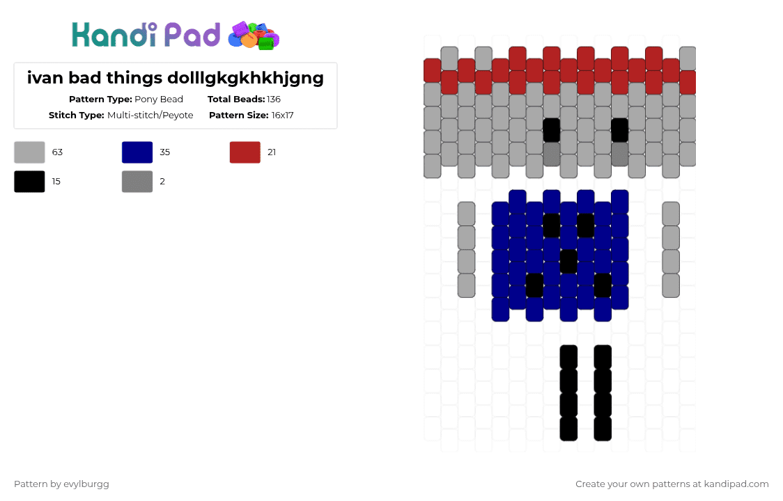ivan bad things dolllgkgkhkhjgng - Pony Bead Pattern by evylburgg on Kandi Pad - beige,purple,ivan bad things,bad things,ivan,roblox,doll