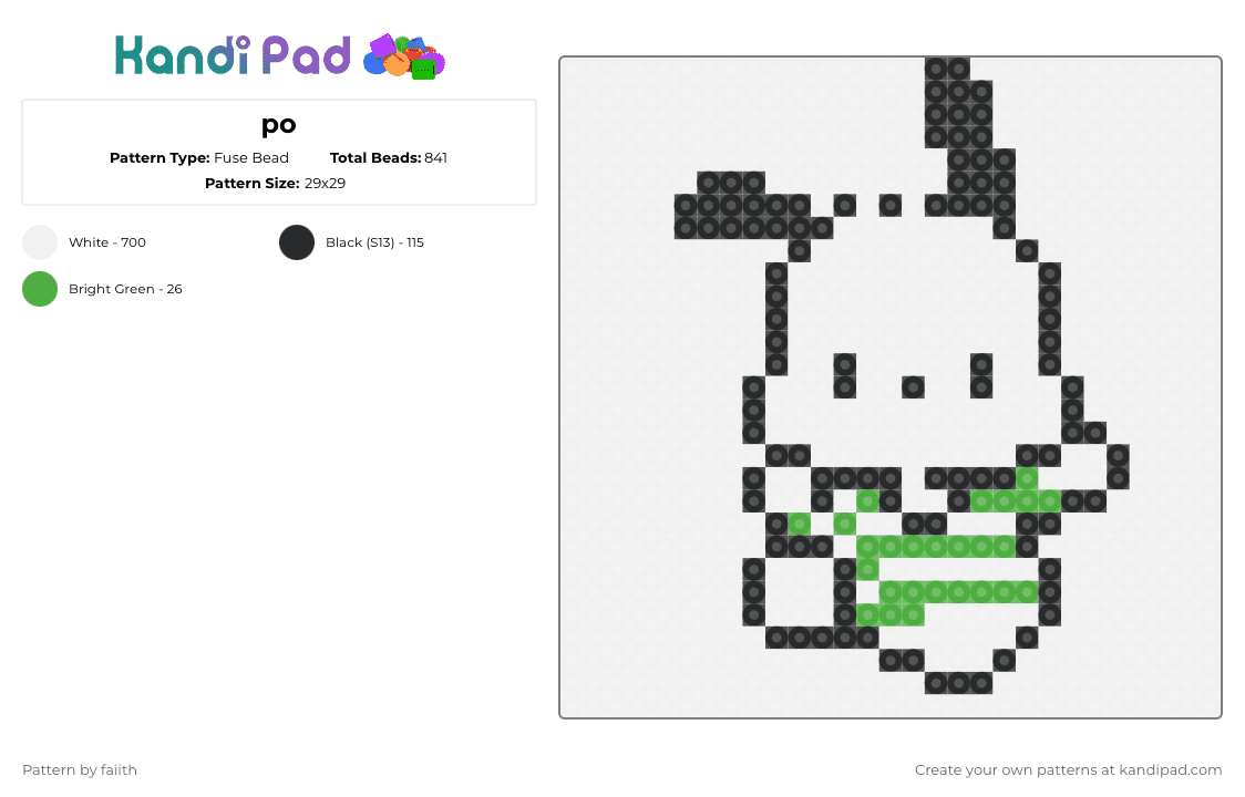 po - Fuse Bead Pattern by faiith on Kandi Pad - pochacco,white