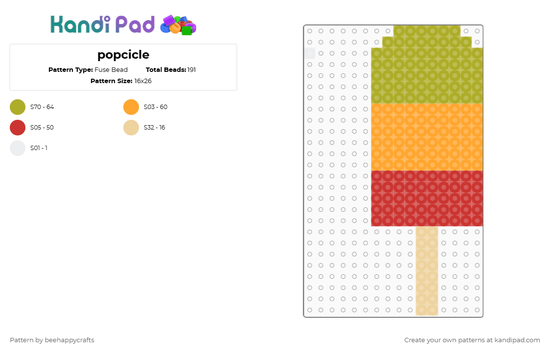 Mini Popcicle Pattern Popcicle Fuse Bead Pattern - Kandi Pad | Kandi Patterns, Fuse Bead ...