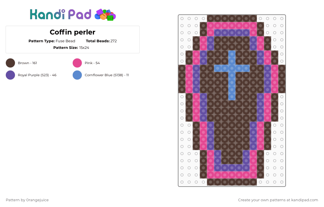 Coffin perler - Fuse Bead Pattern by 0rangejuice on Kandi Pad - brown,perler,coffin